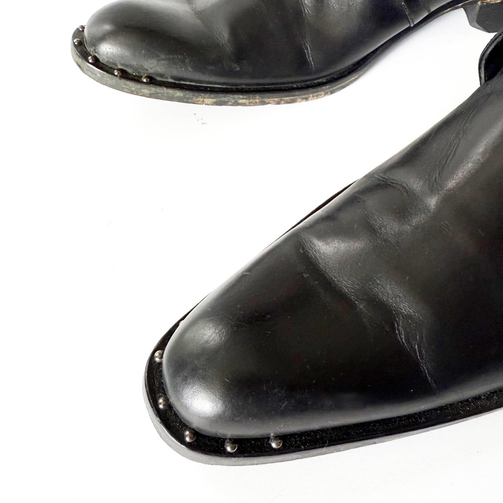 Vintage Kenneth Cole Monk Strap Studded Black Leather Ankle Boots Size 11.5 - Picture 4 of 11